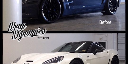 Chevrolet Corvette wrapped in UPP Pearl White vinyl