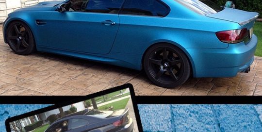BMW wrapped in Avery Matte Lagoon Blue vinyl