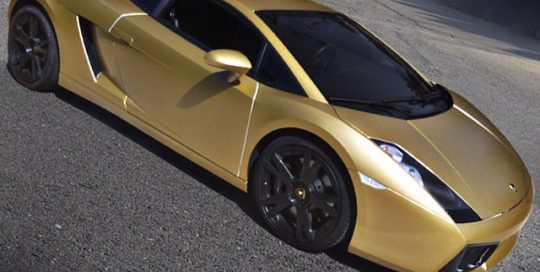 Lamborghini wrapped in 1080 Gold Metallic vinyl