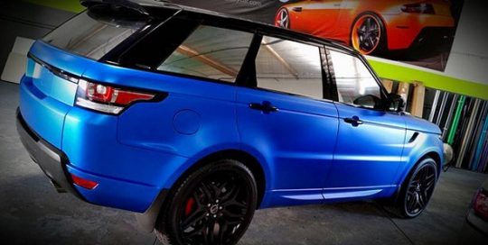 Range Rover wrapped in 3M 1080-S347 Satin Perfect Blue