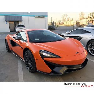 McLaren wrapped in 1080 Gloss Burnt Orange vinyl