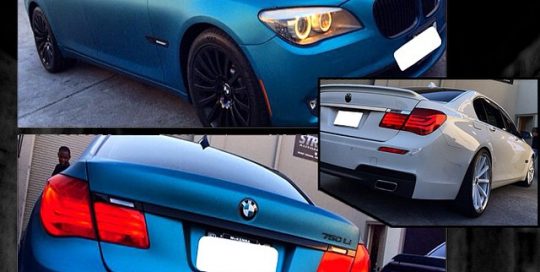 BMW wrapped in Avery SW Lagoon Blue vinyl