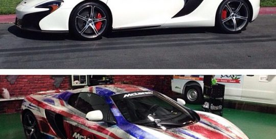 McLaren wrapped in custom printed on 1080 Satin Pearl White vinyl