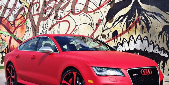 Audi wrapped in UPP Matte F1 Racing Red vinyl