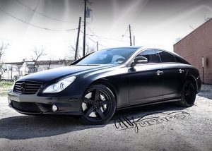 Mercedes Benz wrapped in 1080 Satin Black vinyl