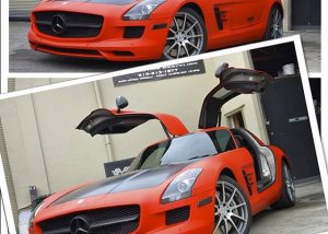Mercedes Benz wrapped in 1080 Matte Red and Satin Black