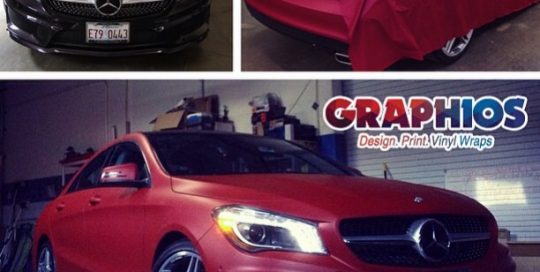 Mercedes Benz wrapped in Avery Matte Metallic Garnet Red vinyl