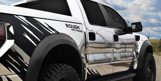 Ford Raptor wrapped in Avery SW900-843 Silver Chrome