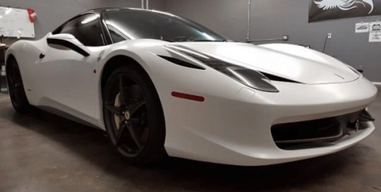 Porsche wrapped in 3M 1080-S10 Satin White