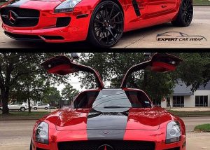 Mercedes Benz wrapped in Avery Red Chrome