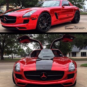 Mercedes Benz wrapped in Avery Red Chrome