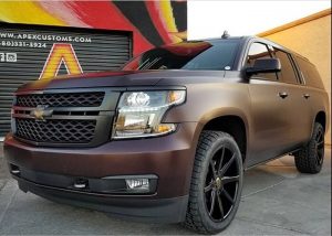 Chevrolet wrapped in 1080 Gloss Black Rose vinyl with 8520 Matte overlaminate