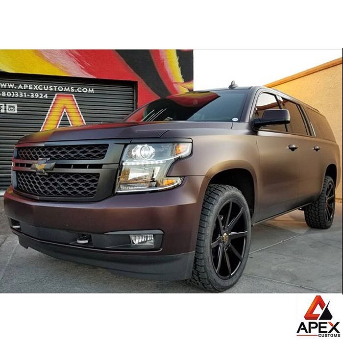 Chevrolet wrapped in 1080 Gloss Black Rose vinyl with 8520 Matte overlaminate