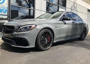Mercedes Benz wrapped in Avery SW Gloss Dark Grey vinyl