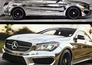 Mercedes Benz wrapped in Avery Conform Chrome vinyl