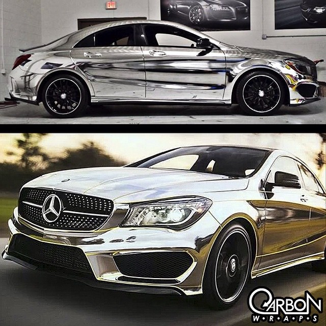 Mercedes Benz wrapped in Avery Conform Chrome vinyl