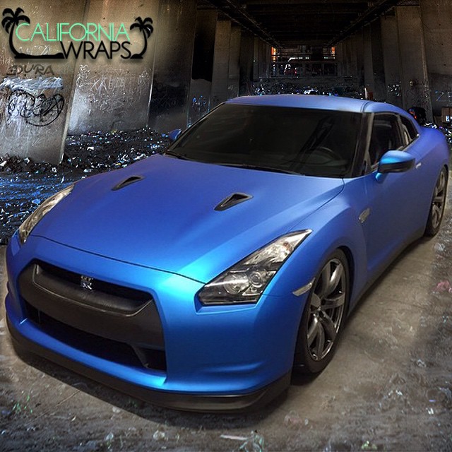 Nissan GT-R wrapped in Blue Aluminum