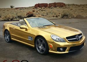 Mercedes Benz wrapped in Avery gold chrome
