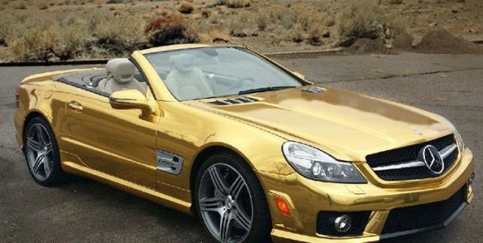 Mercedes Benz wrapped in Avery gold chrome
