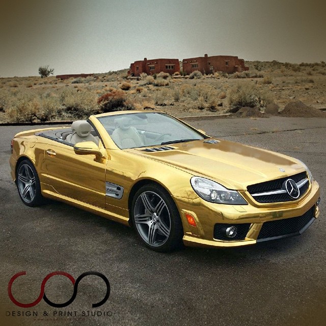 Mercedes Benz wrapped in Avery gold chrome