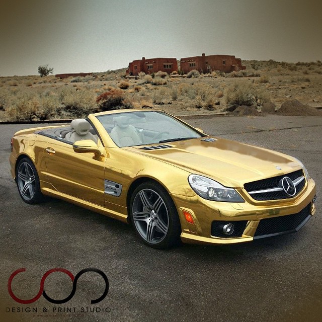 Mercedes Benz Wrapped In Avery Gold Chrome Vinyl Wrap 3M Avery Dennison Vinyl Wrap Cars 