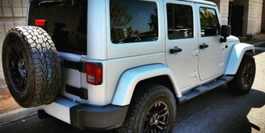 Jeep wrapped in Avery SW900-857M Matte Silver Metallic