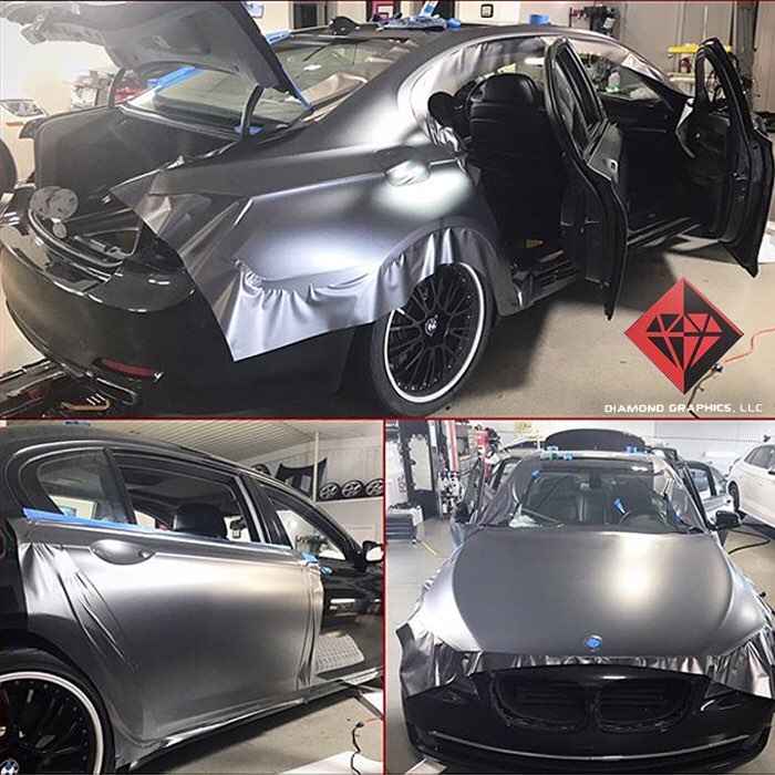 BMW wrapped in 3M 1080-S261 Satin Dark Gray