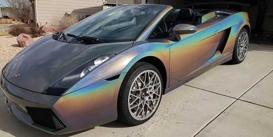 Lamborghini wrapped in ColorFlip Gloss Psychedelic shade shifting vinyl
