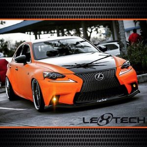 Lexus wrapped in 1080 Matte Orange and Gloss Black vinyl