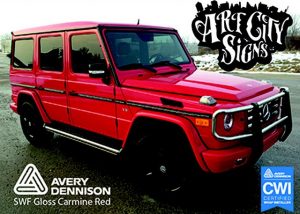 Mercedes Benz wrapped in Avery Gloss Carmine Red vinyl