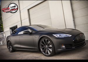 Tesla wrapped in Matte Deep Black