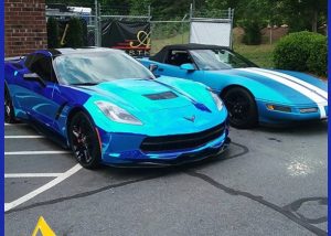 Chevrolet Corvette C7 wrapped in Avery SW Blue Chrome vinyl or Corvette c4 wrapped in 1080 Matte Blue Metallic