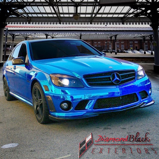 Mercedes Benz wrapped in Avery Blue Chrome