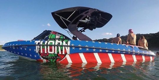 Boat wrapped in custom printed 3M IJ180mC vinyl with 8518 Gloss overlaminate