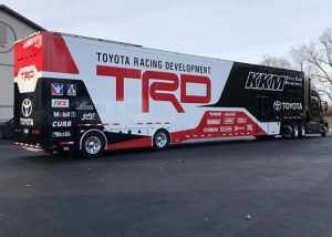 Commercial truck wrapped in 1080 Gloss Hot Rod Red, Gloss White and Gloss Black vinyls