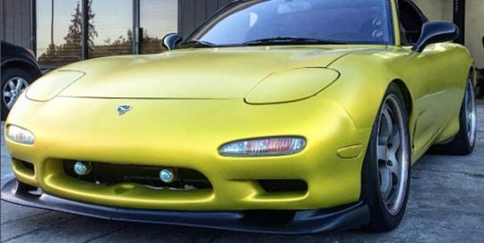 Mazda wrapped in 3M 1080-S335 Satin Bitter Yellow