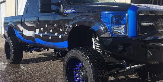 Ford F250 wrapped in custom printed 3M IJ 180Cv3 vinyl