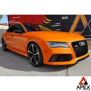 Audi RS7 wrapped in Avery's new SW Satin Orange vinyl