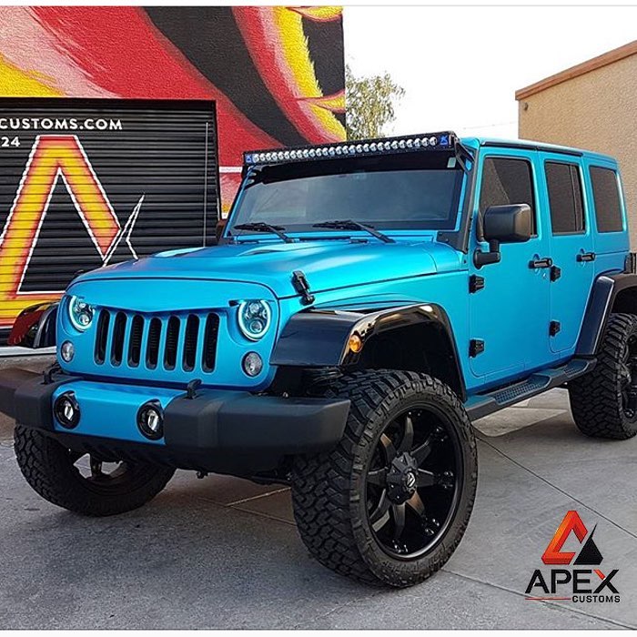 Jeep Wrangler wrapped in Satin Ocean Shimmer vinyl Jeep Wrangler wrapped in Satin Ocean Shimmer vinyl