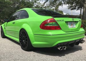 Mercedes Benz CLK63 wrapped in Avery SW Gloss Grass Green vinyl