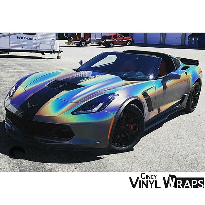 Chevrolet Corvette wrapped in ColorFlip Psychedelic shade shifting