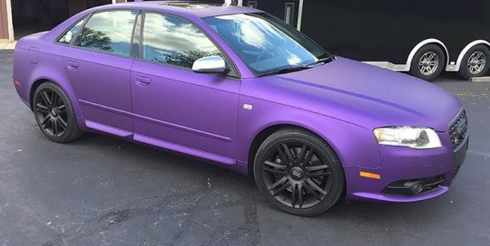 Audi S4 wrapped in Avery SW Matte Purple Metallic vinyl