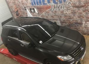Mercedes Benz GLE wrapped in Avery SW Brushed Black Metallic vinyl