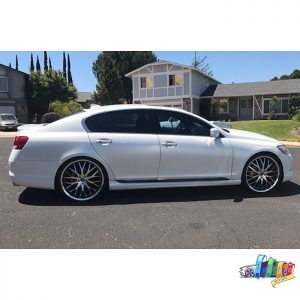 Lexus GS300 wrapped in Avery SW Satin Pearl White vinyl