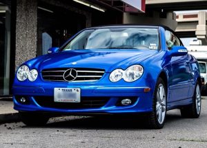Mercedes Benz wrapped in Avery Metallic Blue Diamond vinyl