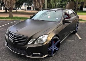 Mercedes Benz wrapped in Satin Gold Dust Black vinyl