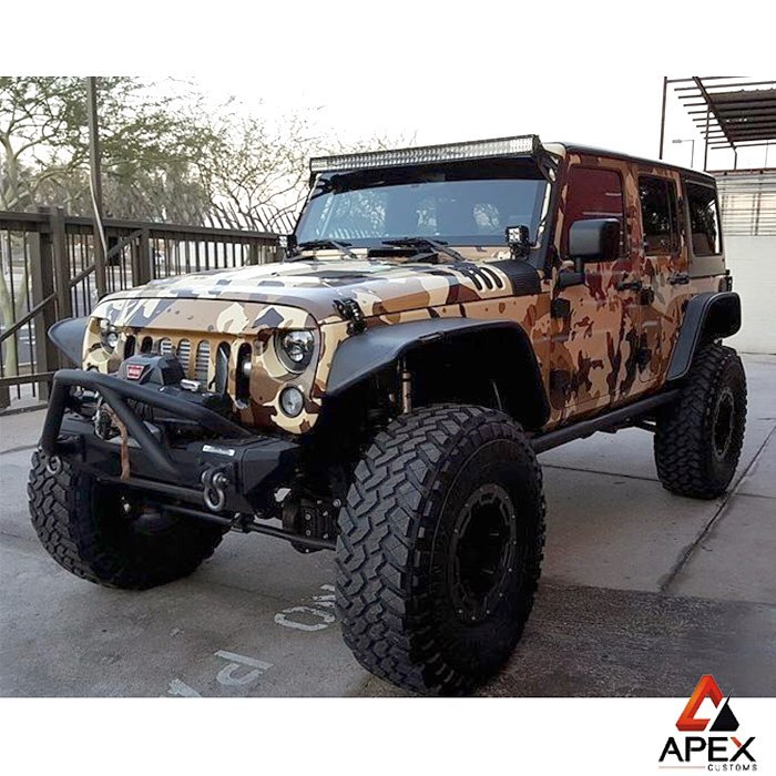 Jeep Wrangler wrapped in custom printed #camo on 3M IJ180mC vinyl with 8519  overlaminate