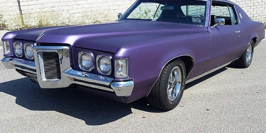 Old School Pontiac Grandprix wrapped in Avery SW Matte Purple Metallic vinyl