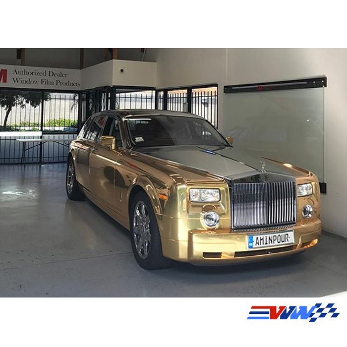 Rolls Royce Phantom wrapped in Avery Gold Chrome vinyl - Vinyl Wrap ...