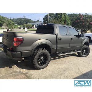 Ford F-150 wrapped in Matte Black vinyl